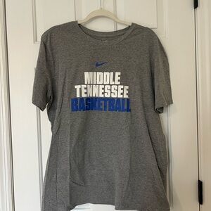 Nike Gray Athletic Tee with Blue Accents